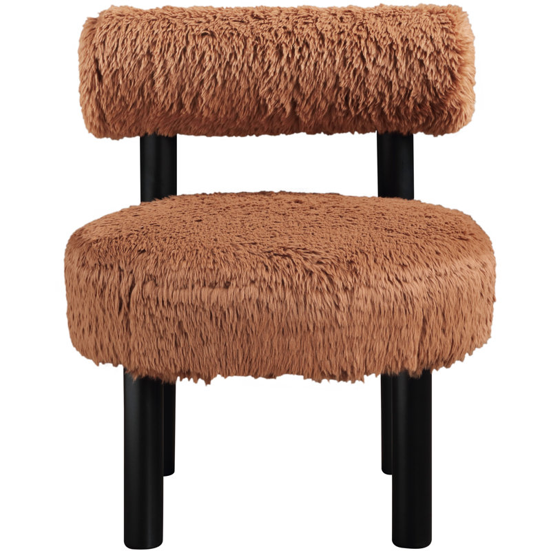 Fauteuil d'appoint rembourré Ambre, Tissu de peau de vache selle vegan, Noir, noir, noir, noir