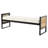 56.7" Boucle Upholstered Bench with PE Rattan Accent Armrest-1361940040