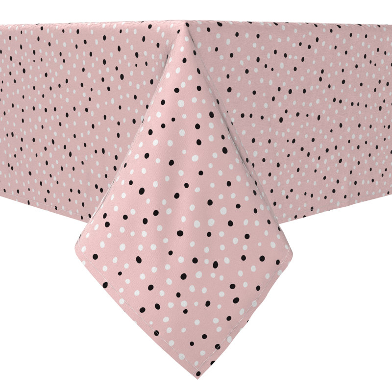 Rectangular Polka Dots Cotton Twill Tablecloth