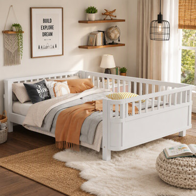 Size Platform Bed, Low Profile  Bed With Rails