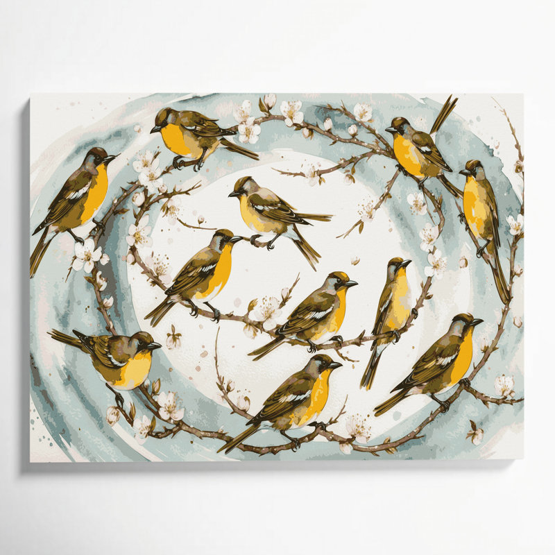 «Birds Common Tailorbird», art mural sur toile blanche, H 12 po x l 18 po