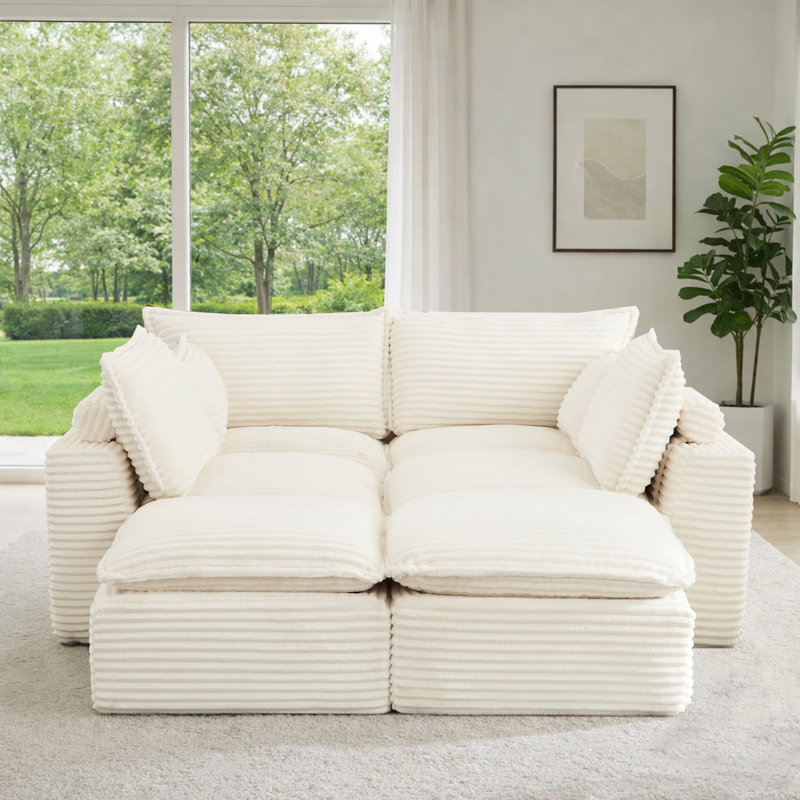 Canapé modulaire de 140 po, fauteuils rembourrés minimalistes modernes, canapé confortable en forme de U pour le salon, canapé d'angle à assise profonde, aucun assemblage requis
