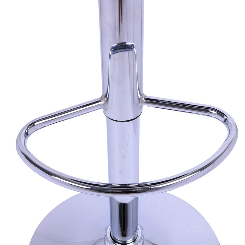 Dequez Upholstered Counter Stool with Metal Frame, Silver, Black