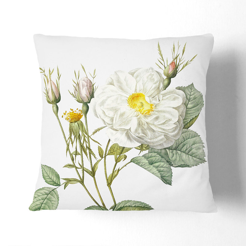 Floral Square Throw Cushion, 40cm H x 40cm W x 15cm D, Black