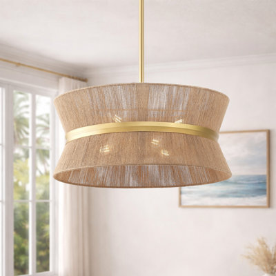 19.7" Modern Coastal 6-Light Rope Drum Chandelier