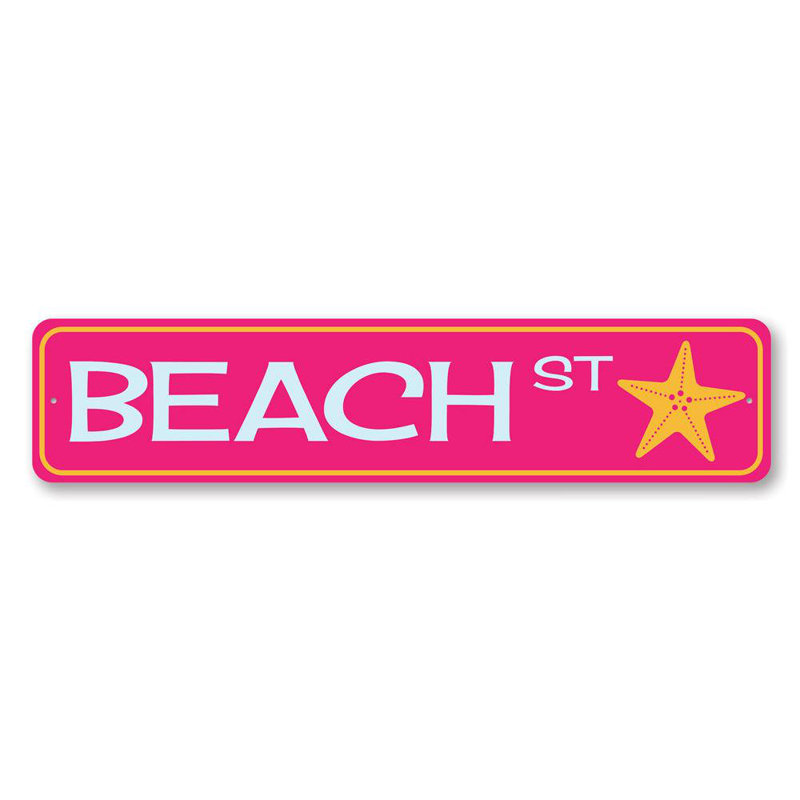 Plaque en aluminium sur mesure Beach Street, H 6 po x l 24 po x P 0,063 po