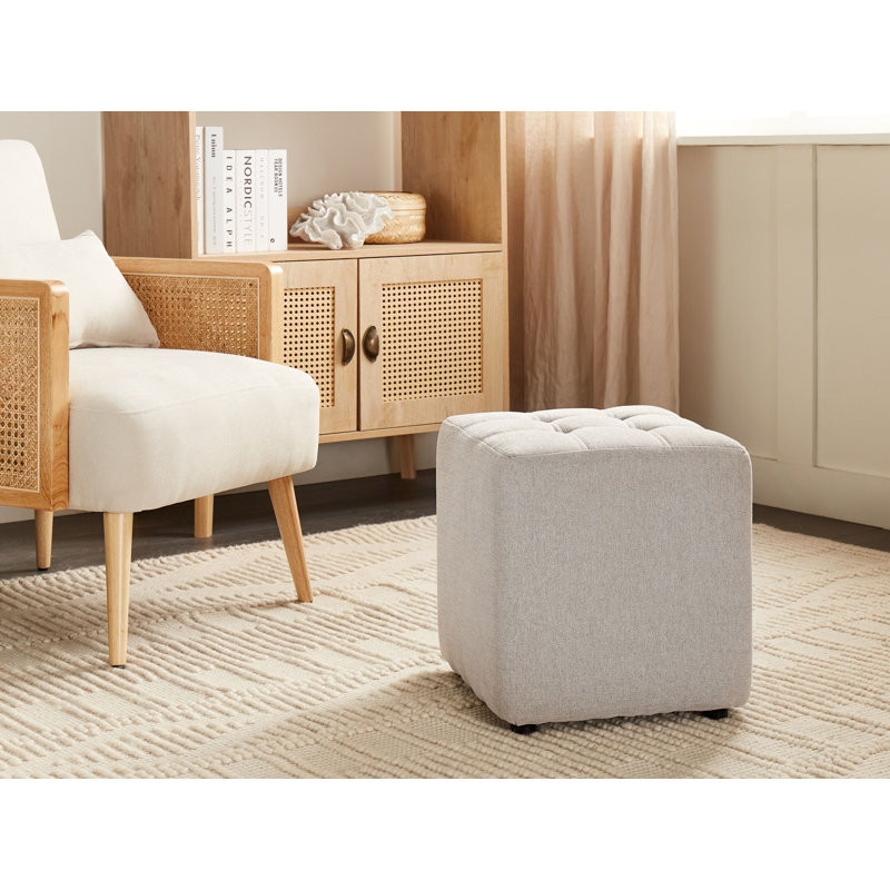 Hadasha 38cm Wide Tufted Square Cube Ottoman, Light Grey