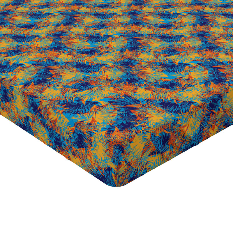 Drap-housse à motif floral Ambesonne, Drap-housse simple TG, Jaune souci, bleu ciel / abstrait