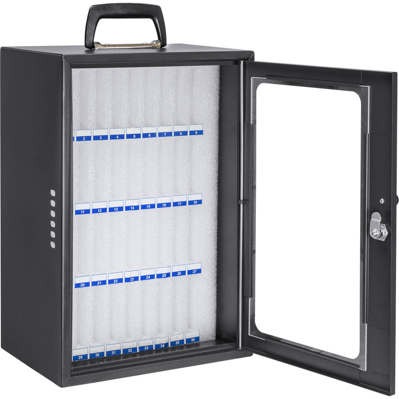 36 Capacity Smartphone Lock Box with Key Lock & Carry Handle