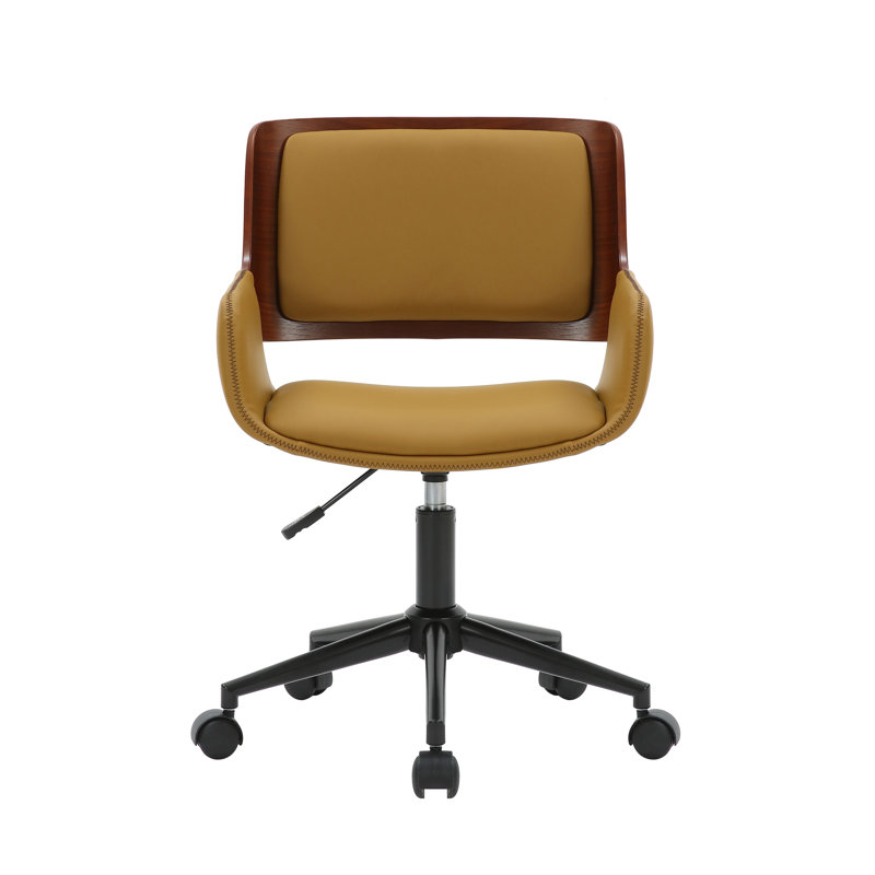 Wallach Faux Leather Mid-Century Office Chair, Beige