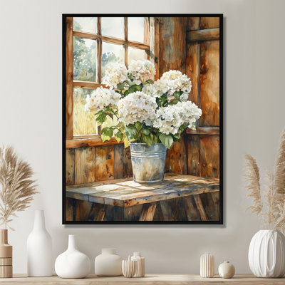 Hydrangeas On The Barn Table III - Hydrangea Wall Art