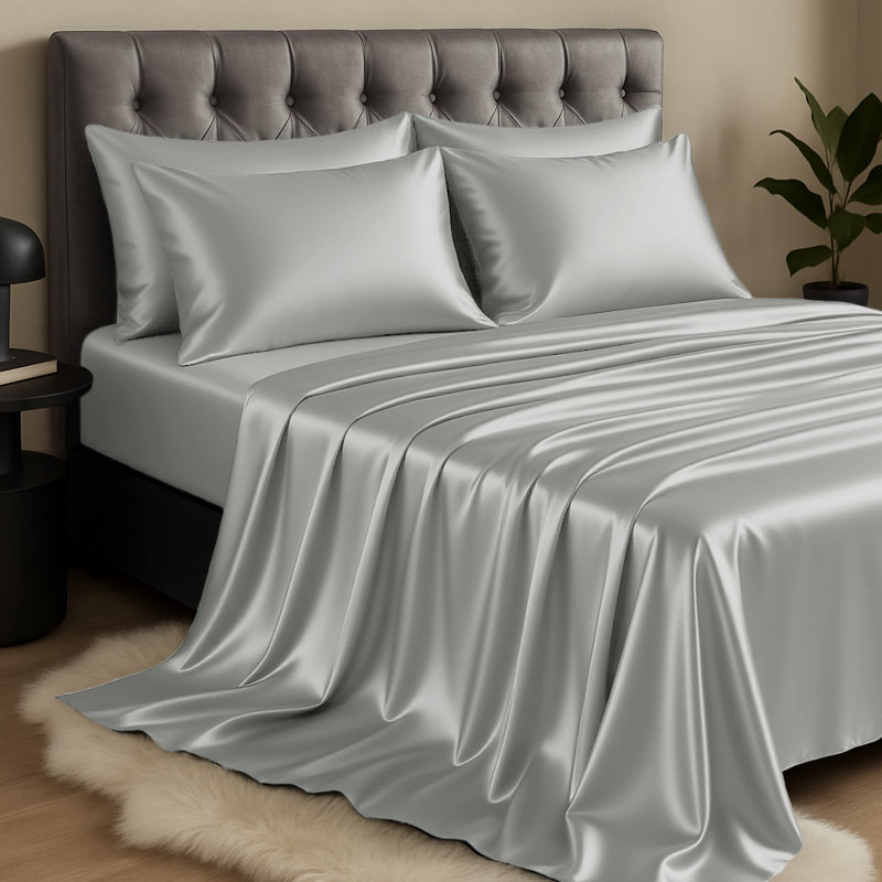Mulberry Silk Flat Sheet, Silver, Single (3')
