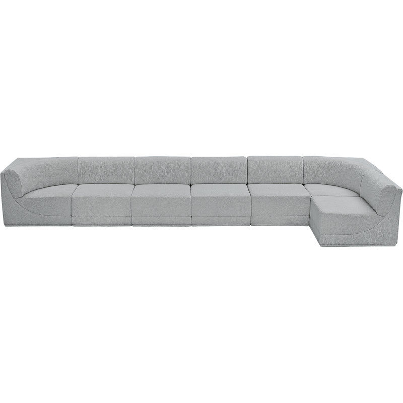 Canapé modulaire rembourré 7 pièces Izick, Tissu gris bouclé