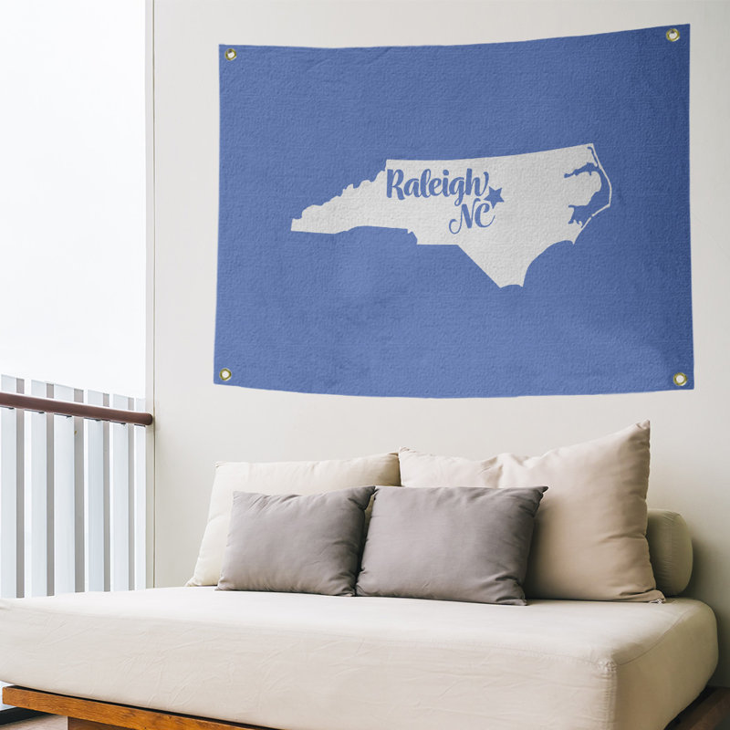 Tapisserie murale raleigh north caroline, H 26 po x l 36 po, Bleu