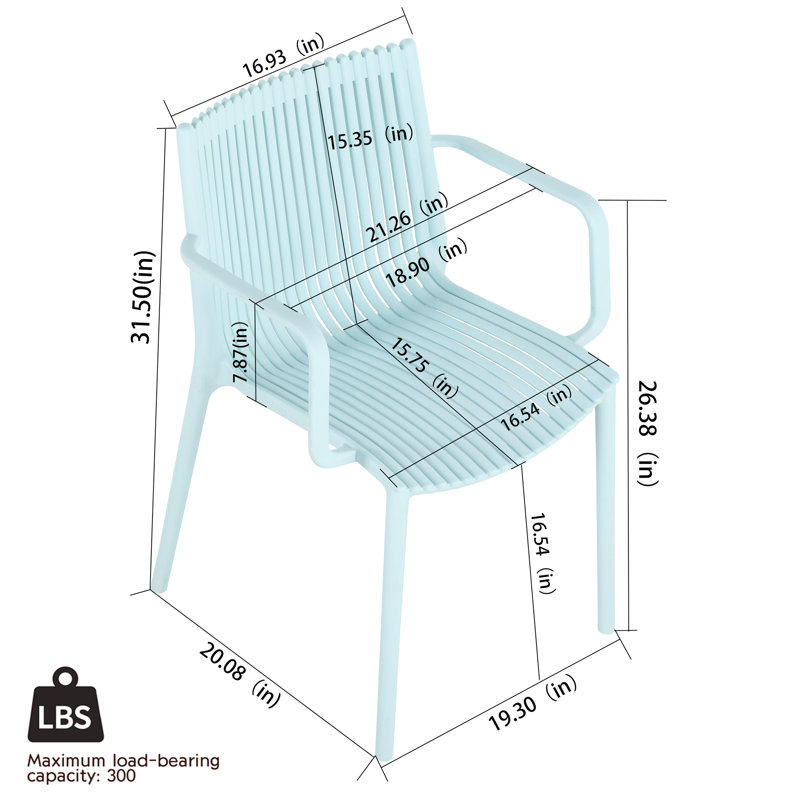Fauteuils en bleu empilable et table carrée intérieure / extérieure empilables, conception ergonomique, plateau de table, pieds en métal de couleur kaki blanc, -, toutes saisons, table multifonctionnelle sans entretien 4 A, contour