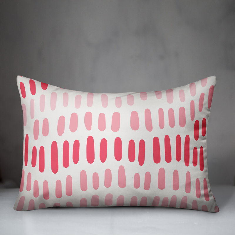 Housse de coussin d'extérieur rectangulaire , Pas de bourre, Rouge / Blanc