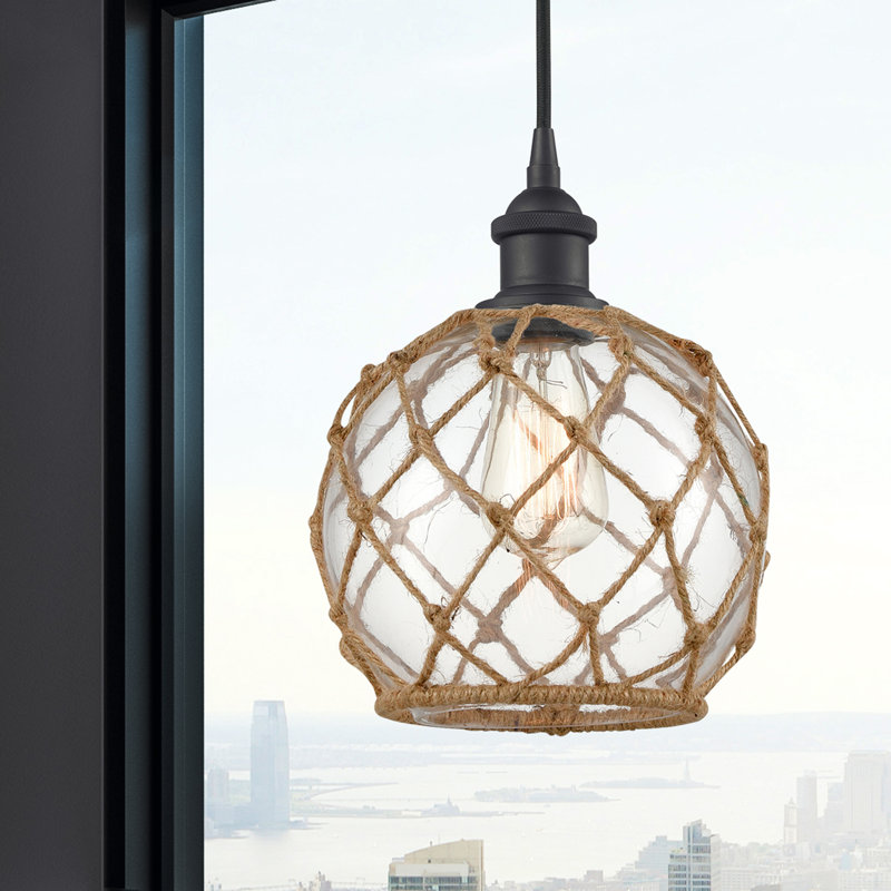 Tobey 1 - Light Single Pendant, Matte Brown, Clear/Brown, 10" H x 8" W x 8" D
