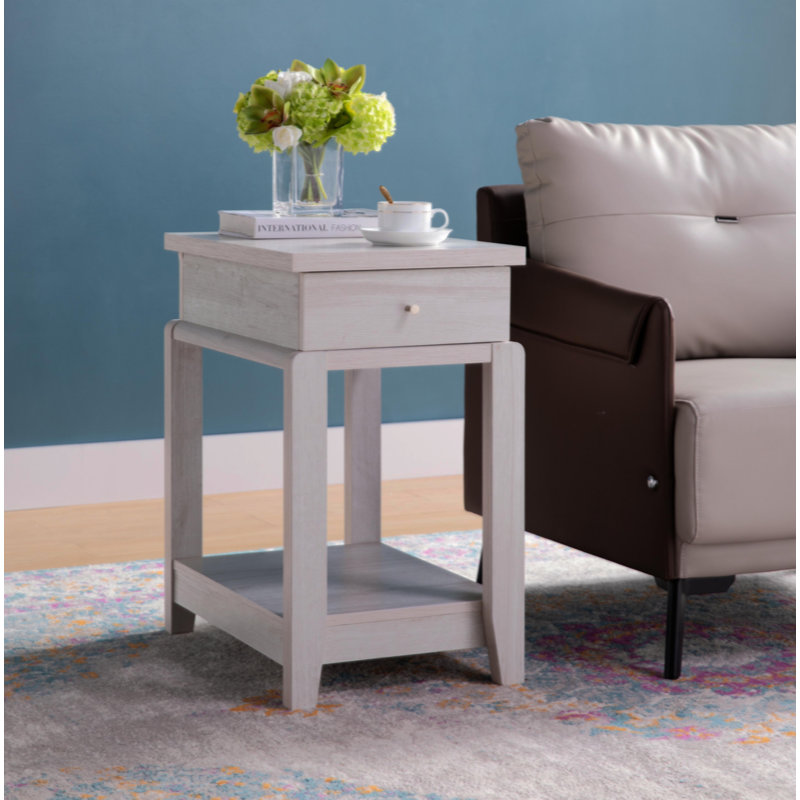 Chair Side End Table With One Drawer Bottom Shelf, Accent Table
