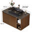 Meuble-lavabo flottant simple 30 po avec lavabo, meuble-lavabo mural avec vasque en pierre frittée noire, vasque en céramique, tablettes ouvertes et armoire-610633039-626462343