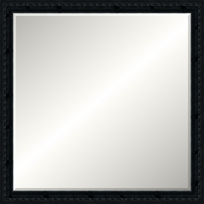 Glossy Black Gallery Mirror, Large Square