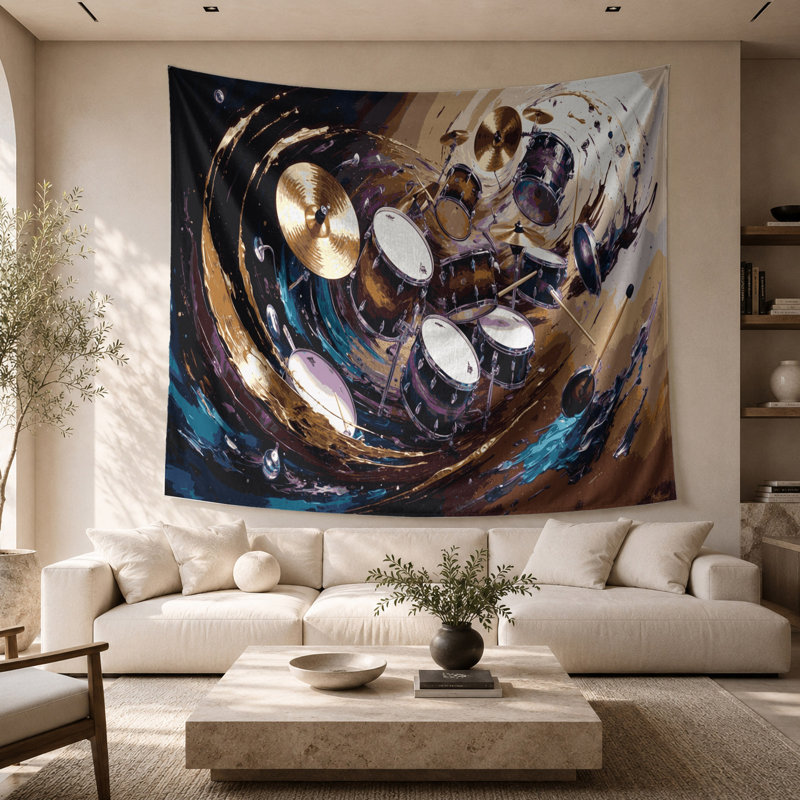 Tapisserie murale «Music Drums», 68 po x 80 po