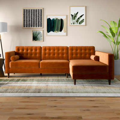 Threadgill Velvet L-Shaped Sectional