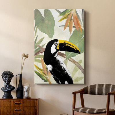 Parrot in the Leaves II -Custom Wrapped Gallery Cavas