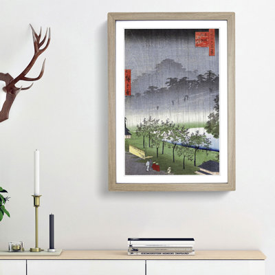 Evening Rain in Akasaka by Utagawa Hiroshige - Framed Print
