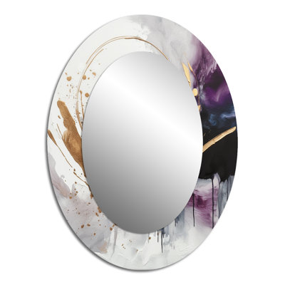 Circlar Design Solid Marble Art II - Gold Oval Wall Mirror Decor