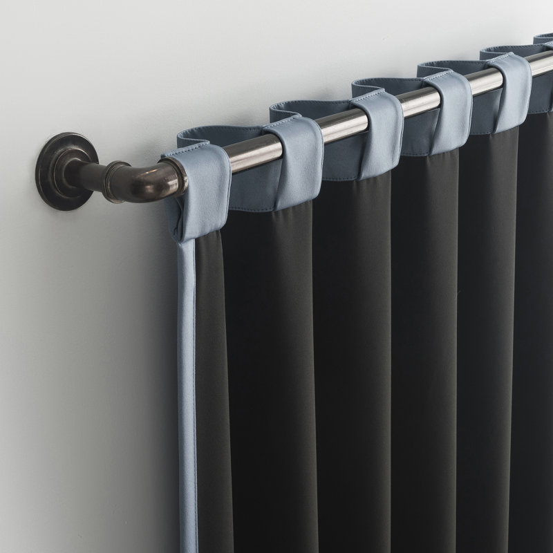 Aria Magnetic Closure Theater Grade 100% Blackout Back Tab Curtain Panel Pair, 52" W x 84" L, Denim Blue
