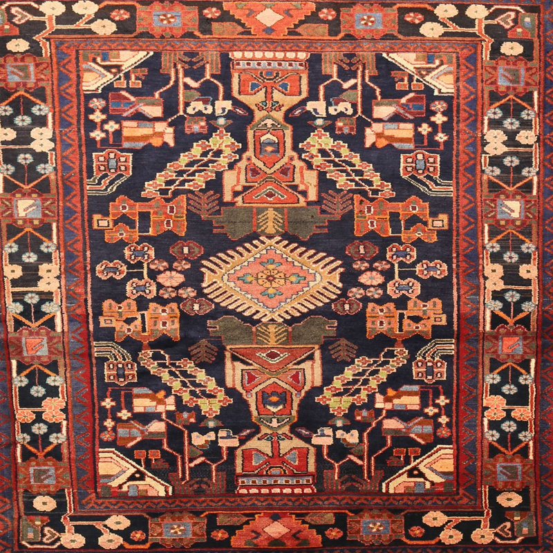 Tapis oriental bleu / rouge, Rond 6 pi
