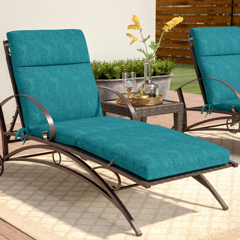 Outdoor 3 " Chaise Lounge Seat / Back Cushion, Aqua Blue