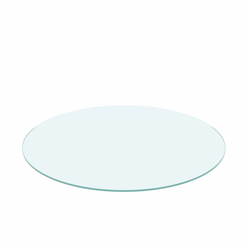 Plateau de table en verre trempé rond de 20 po, verre transparent, bord plat de 1/4 po d'épaisseur poli, Clair