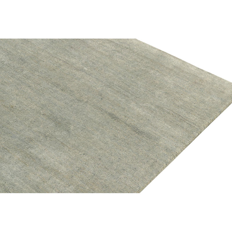 Modern Textural Hand Knotted Striped Area Rug, Rectangle 8' x 10'