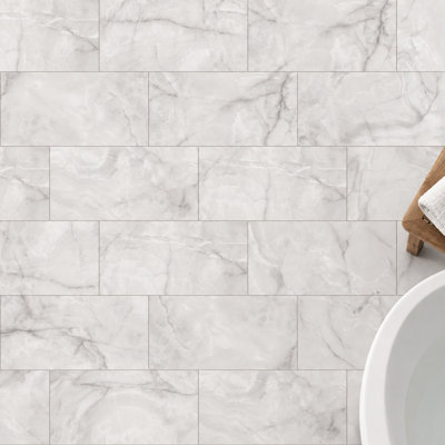 Onice White 12 in. x 24 in. Matte Porcelain Onyx Look Floor and Wall Tile (11.63 Sq. Ft./Case)