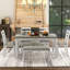 Six-Piece Dining Room Table Set Comprising Four Upholstered Chairs and a Bench for Family Gatherings and Dinner Parties