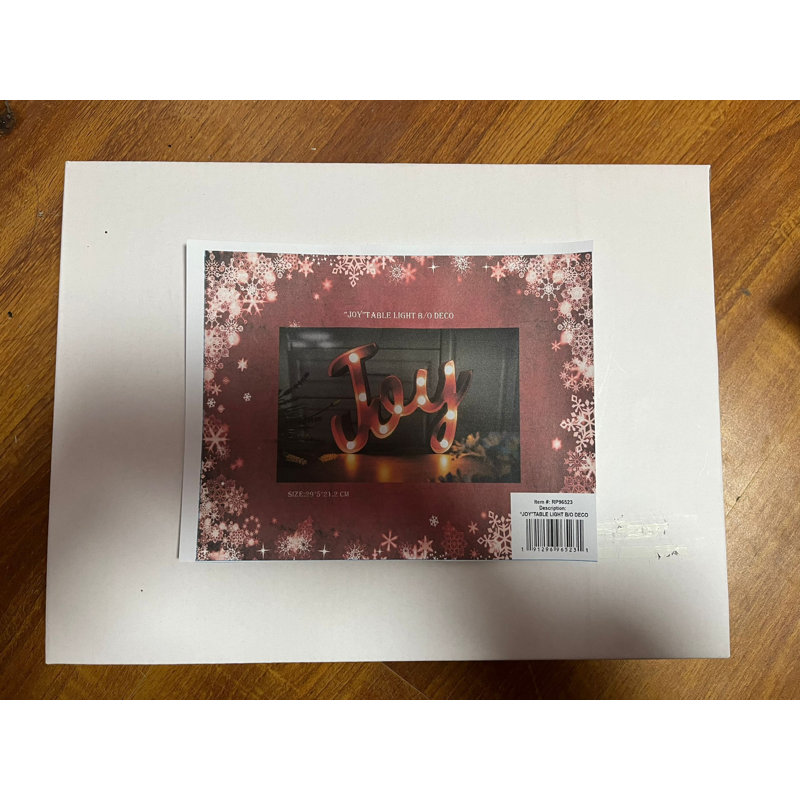 Lighted "Joy" Christmas Decoration - 11.25"