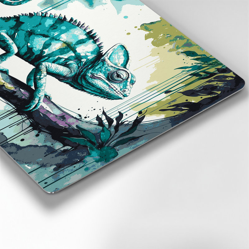 Faune, caméléon, art mural en métal vert, H 11 po x l 14 po