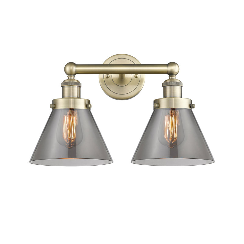 Éclairage pour meuble-lavabo à 2 lumières Artella, Plaqué couleur fumée, Laiton antique
