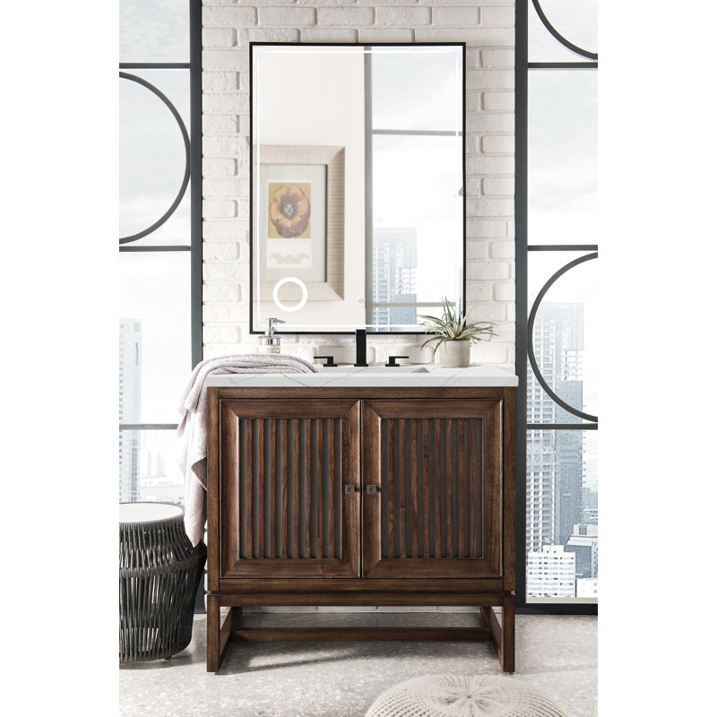 Athens 36'' W Single Vanity, Ethereal Noctis, 8" Widespread, Glossy White