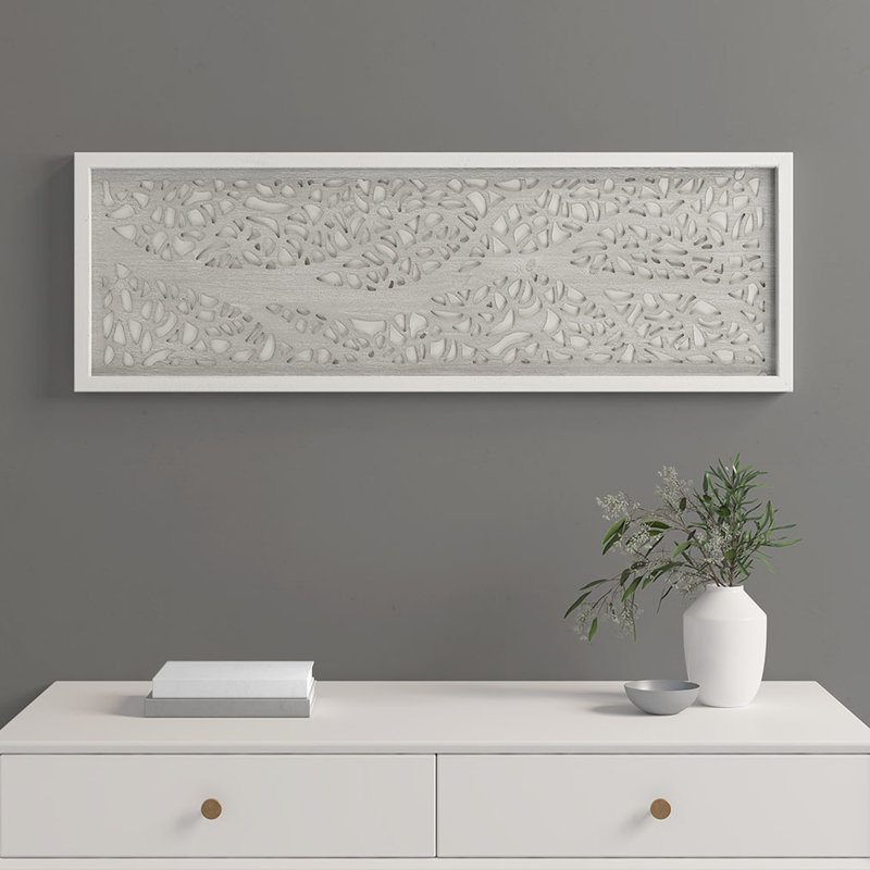 12"W Cut Tree Wall Art With Grey Tone Branch Design - Pattern