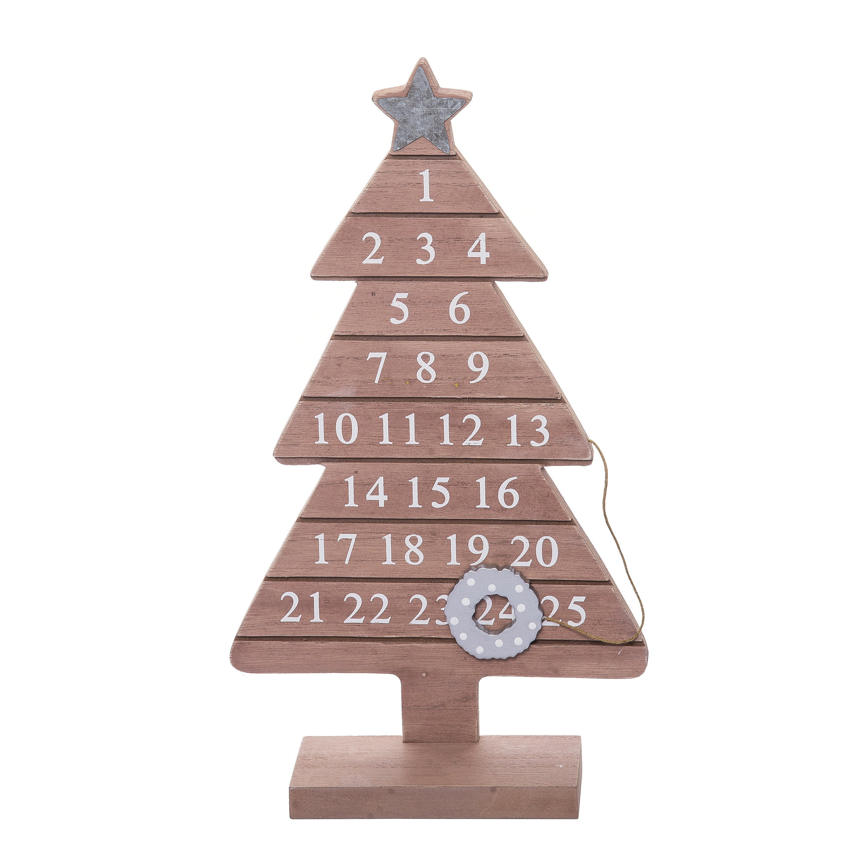 The Holiday Aisle® Wood 13.5 in. Brown Christmas Countdown Calendar ...