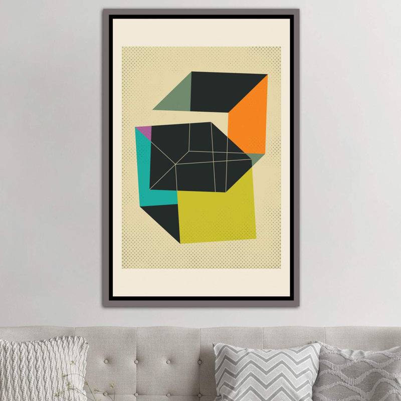 « cubes v » par jazzberry blue-impression sur image, Toile encadrée de bois rustique foncé, H 60 po x l 40po x P 1,5 po