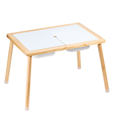 Sensory Table for Toddlers, Kids Activity Table with 3 Foldable Storage Bins & Double-Sided Board, Indoor/Outdoor Play Sand and Water Table, Wooden Ki