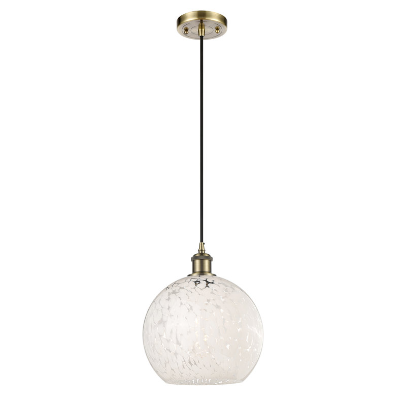 Luminaire suspendu 1 lumière Nathalie, H 11,75 po x l 10 po x P 10 po, Laiton antique