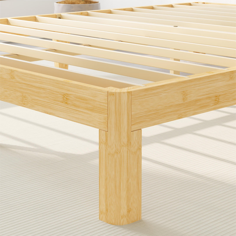 Amylia Solid Wood and Metal Heavy Duty Rayon from Bamboo iron Platform Bed Frame No Box Spring Required, Twin, 18"