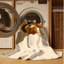Tapis géométrique beige lavable à la machine Ozain Chipmunk-1241919699