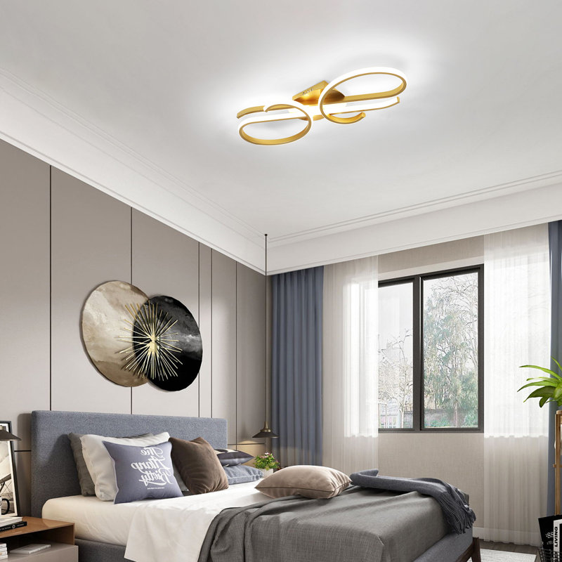  Gold 42cm LED Semi Flush Mount, 7cm H x 55cm W x 20cm D