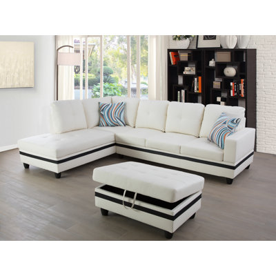 Brevard Faux Leather L-Shaped Sectional