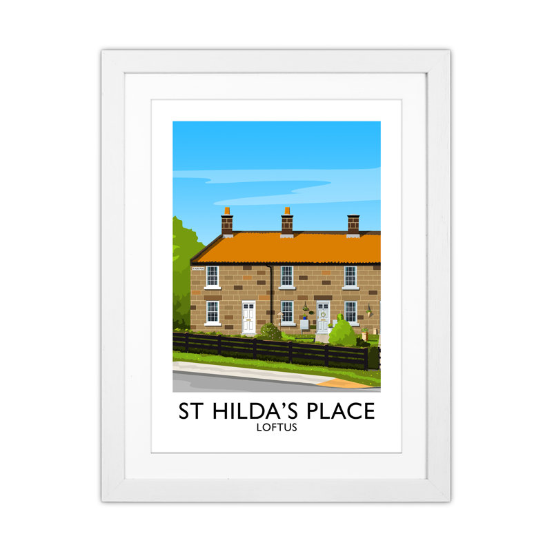 St Hilda's Place Portrait by Richard O'Neill - Print, White Framed, 43.5cm H x 33.5cm W x 3cm D